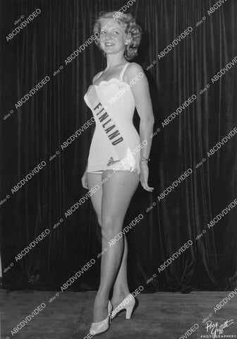 crp-00756 Miss Finland 1953 Teiji Anneli Miss Universe Pageant Long Beach Cal crp-00756